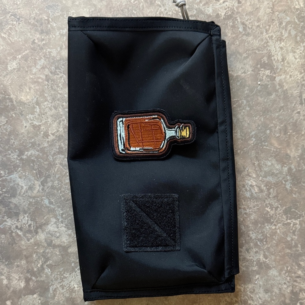 Evergoods Civic Access Black Travel Pouch with Whiskey Bottle Patch